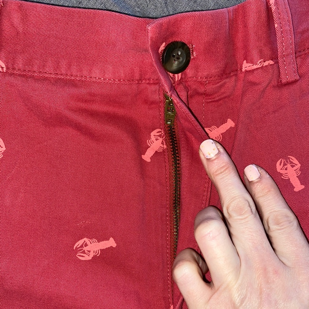NEW Red Lobster Print Cotton Chino Shorts - Picture 4 of 9